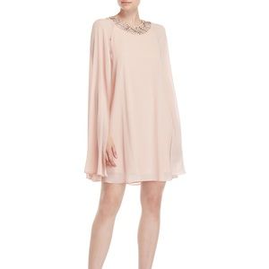 Vine Camuto Blush Beaded Cape Sleeve Dress